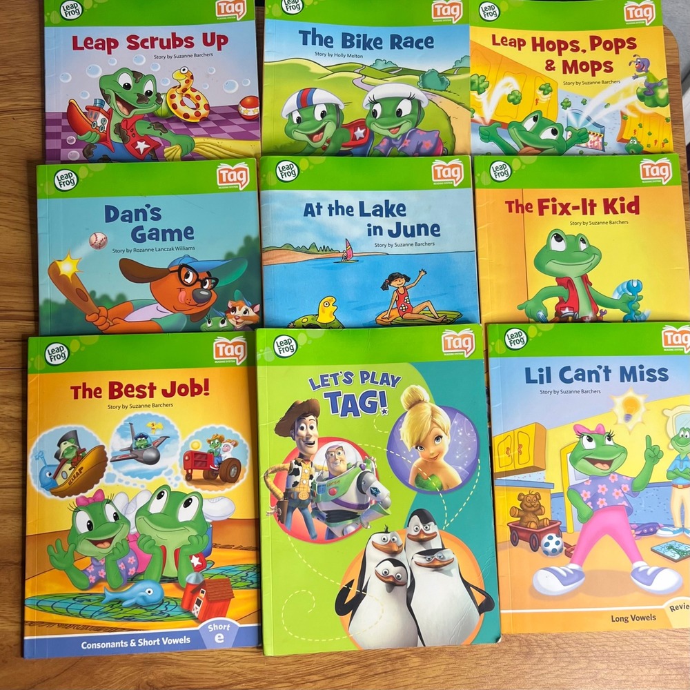 LeapFrog Tag Reading System Books Lot of 9 Phonics Vowels Disney Pixar Lot